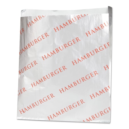 Bagcraft Foil Single-Serve Bags, 6" x 6.5", Silver, Hamburger Design, PK1000 PK BGC 300527